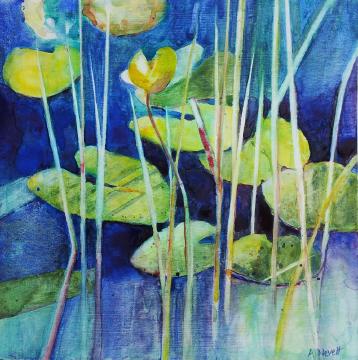 Waterlillies on Craigallion Loch (on gesso)